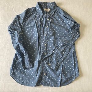 LOFT Blue and White Floral Print Button Down Shirt